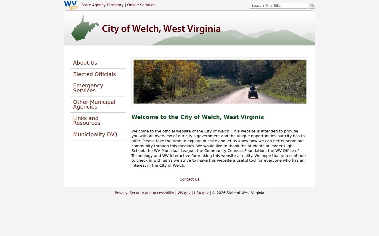 Welch official municipal page with city and county-seat history